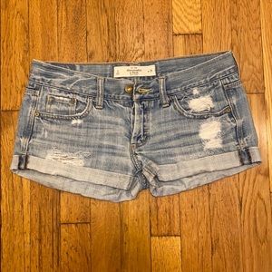 Distressed jean shorts